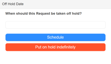Off Hold Date pop-up